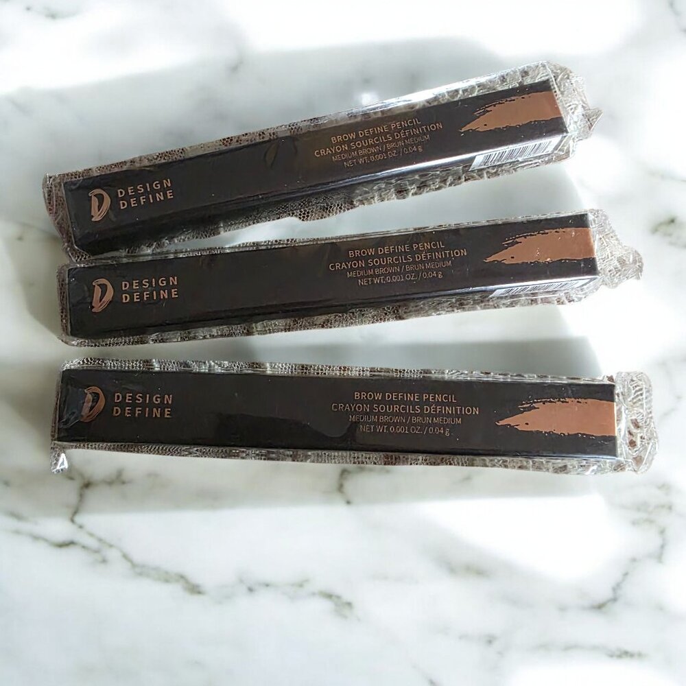 NIB DESIGN DEFINE Brow Definer Pencils Medium Brown Quantity 3 Pencils